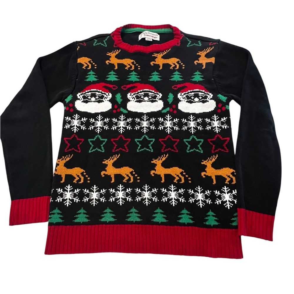 Ugly Christmas Sweater Size M Santa Reindeer